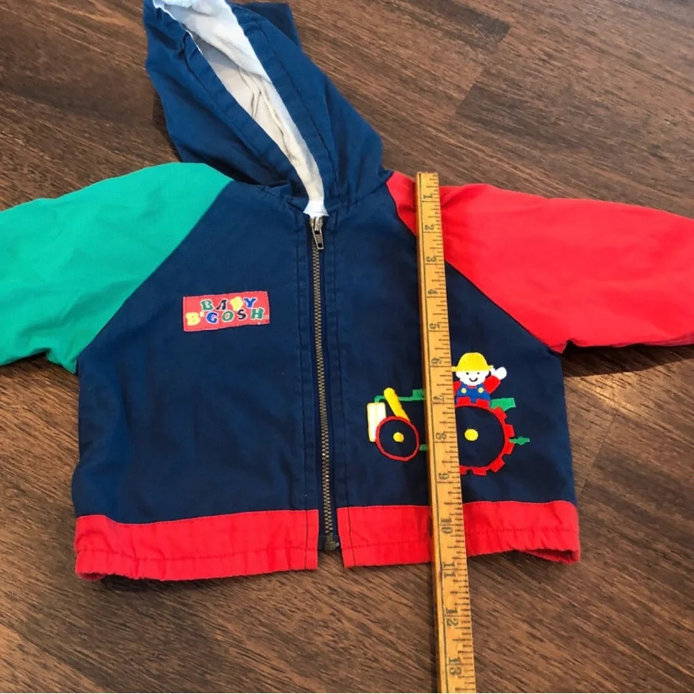 Vintage Oshkosh baby bgosh tractors color-block zip-up jacket 12m